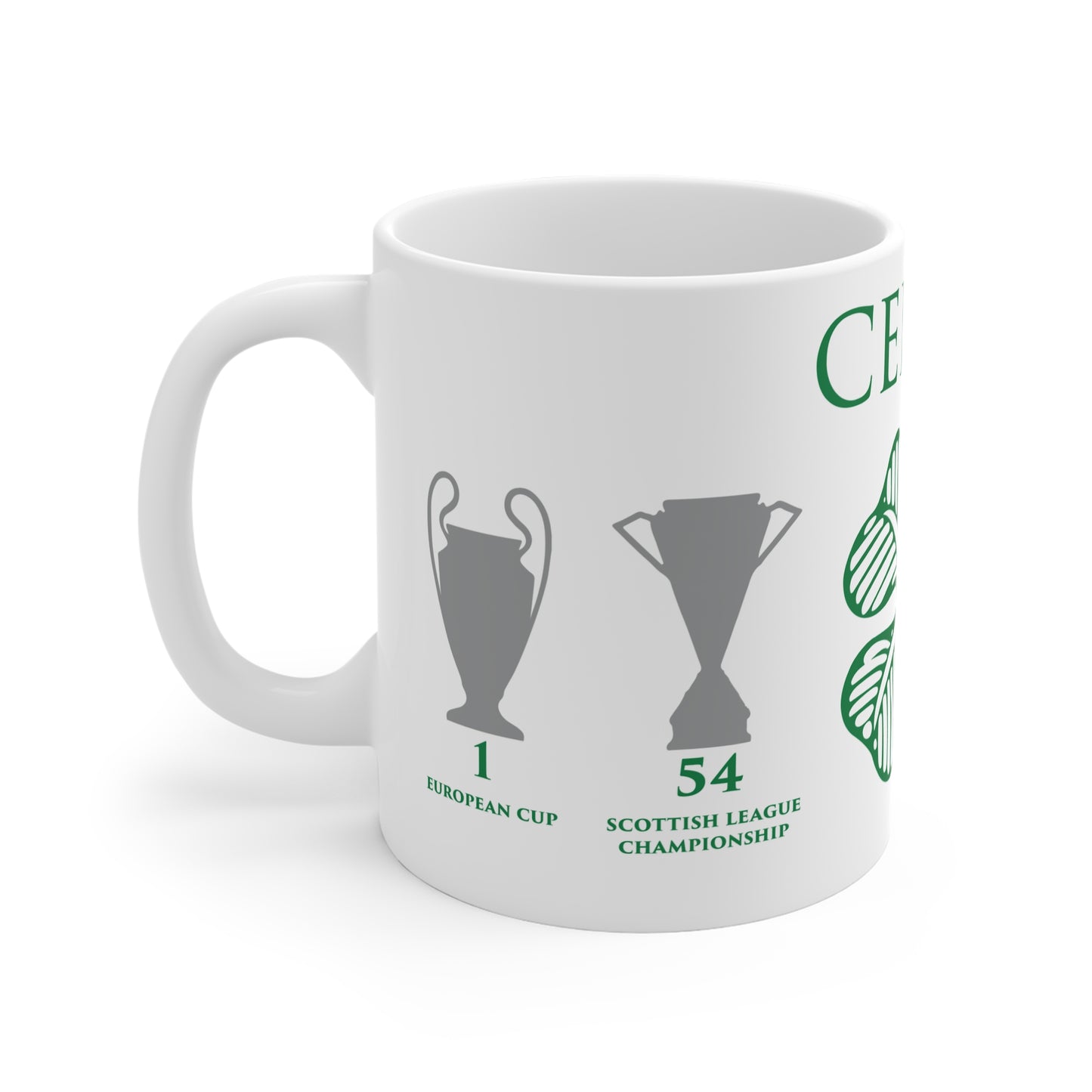 Celtic Trophies & Clover Mug - White