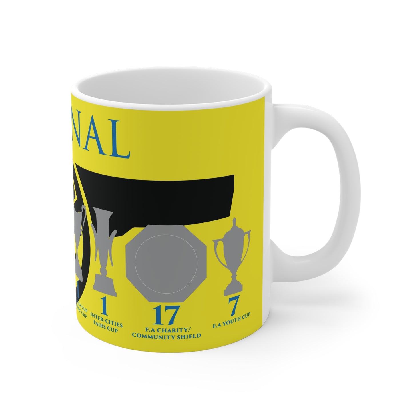 Arsenal Trophies Mug - Yellow - Black Cannon