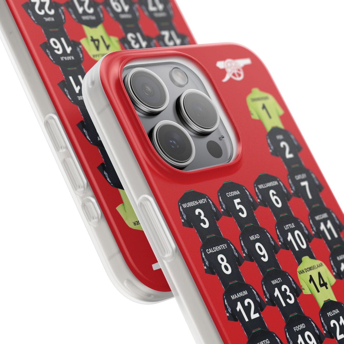 Arsenal Women Away Kit iPhone Flexi Case - iPhone 16, 15, 14, 13, 12, Mini/Plus/Pro/Pro Max - Red