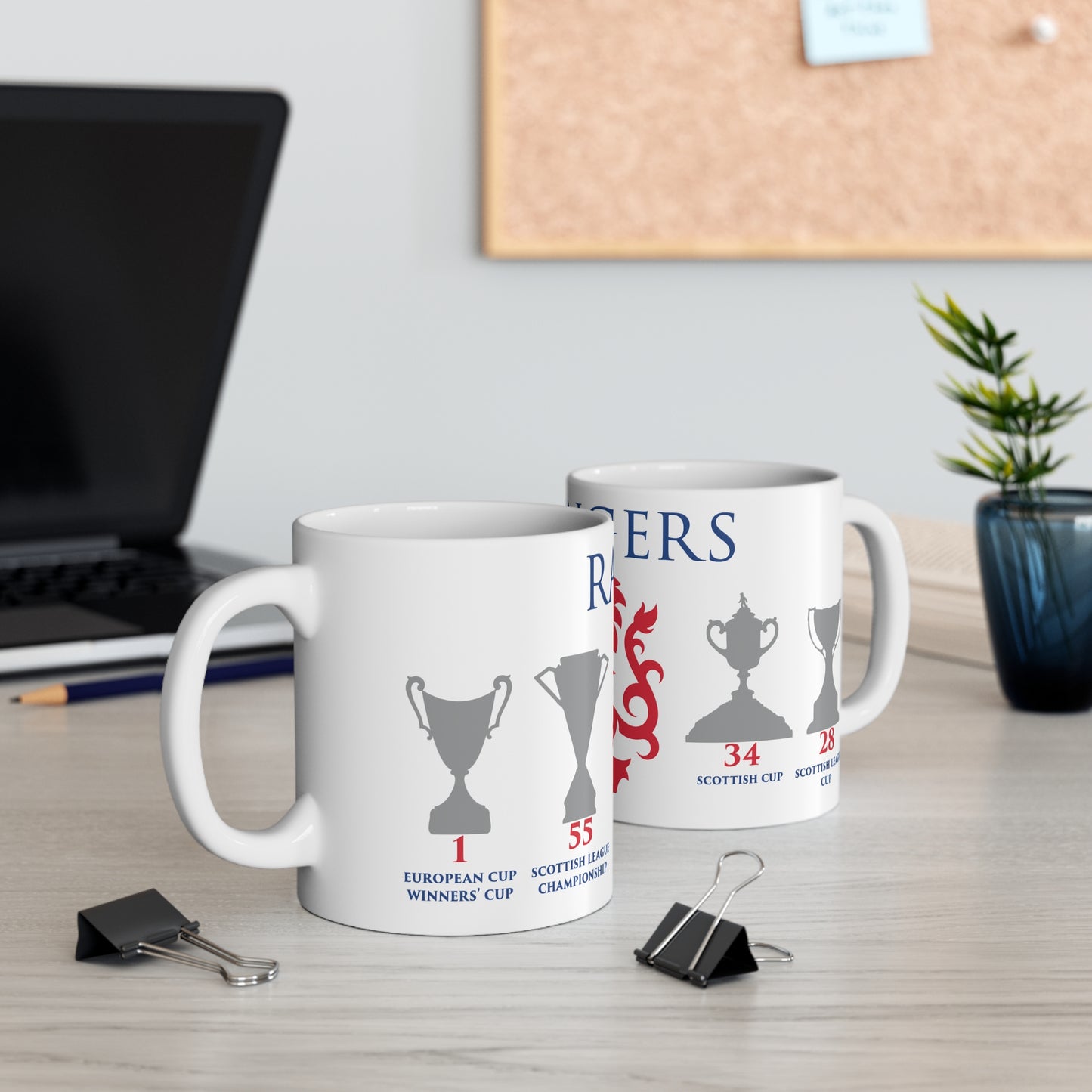 Rangers Trophies & Lion Mug - White