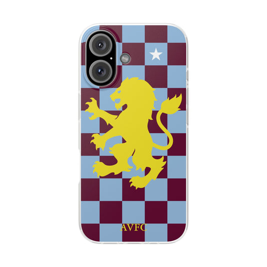 Aston Villa Claret & Blue Chequered iPhone Flexi Case - iPhone 16, 15, 14, Plus/Pro/Pro Max