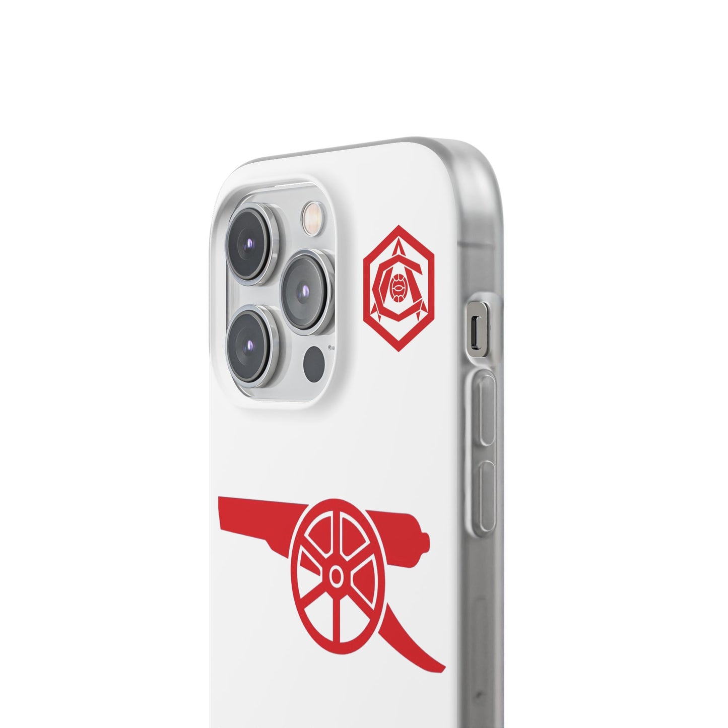 Arsenal Cannon & Monogram White iPhone Flexi Case - iPhone 16, 15, 14, Plus/Pro/Pro Max