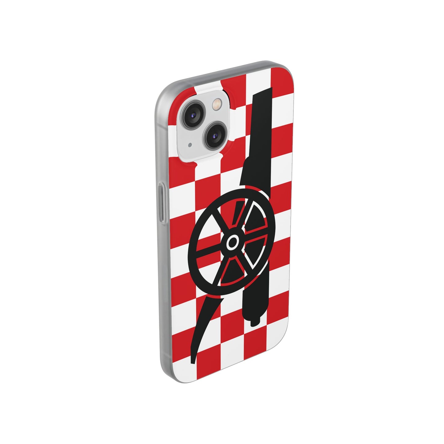 Arsenal Cannon Red & White Chequered iPhone Flexi Case - iPhone 16, 15, 14, Plus/Pro/Pro Max