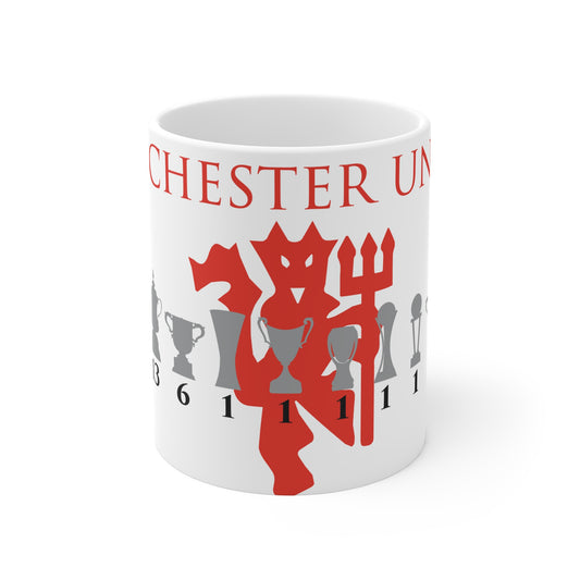 Manchester United Trophies & Red Devil Mug - White