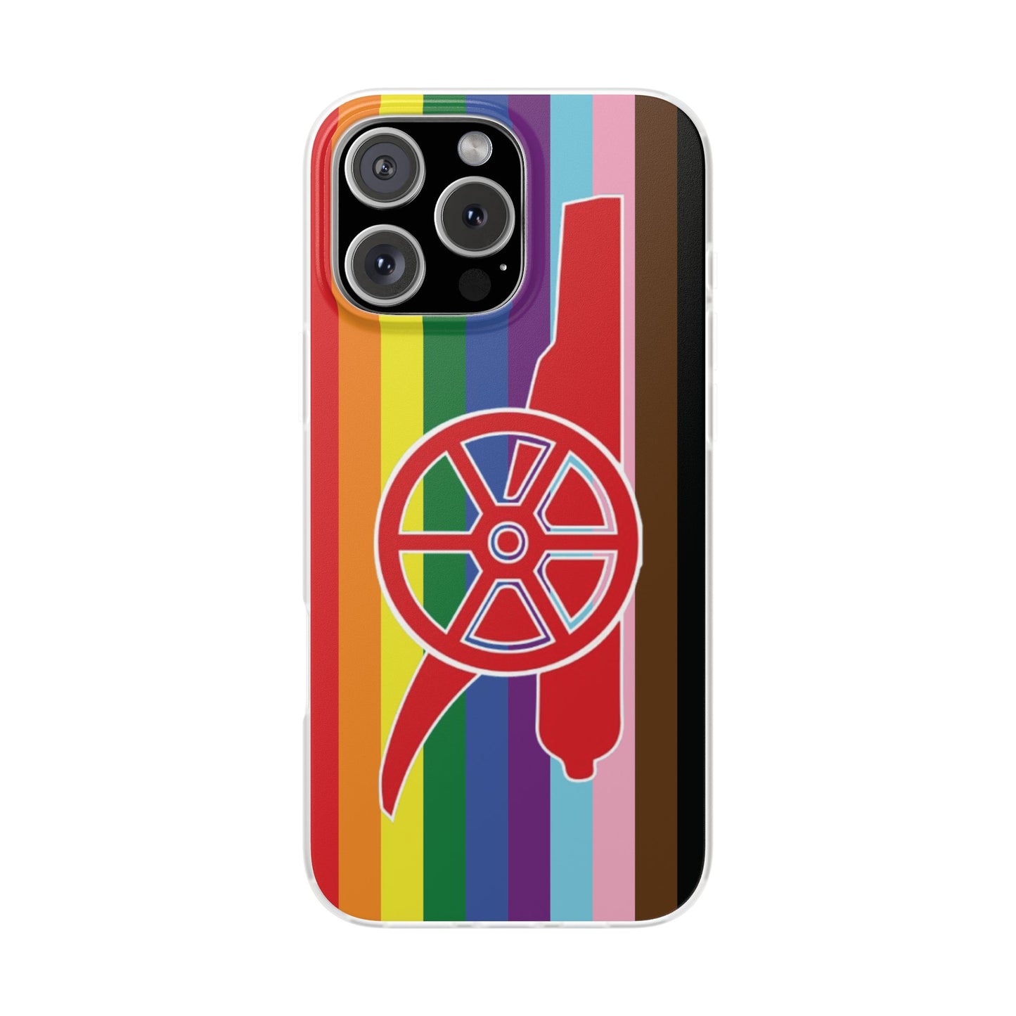 Arsenal Cannon Rainbow iPhone Flexi Case - iPhone 16, 15, 14, Plus/Pro/Pro Max