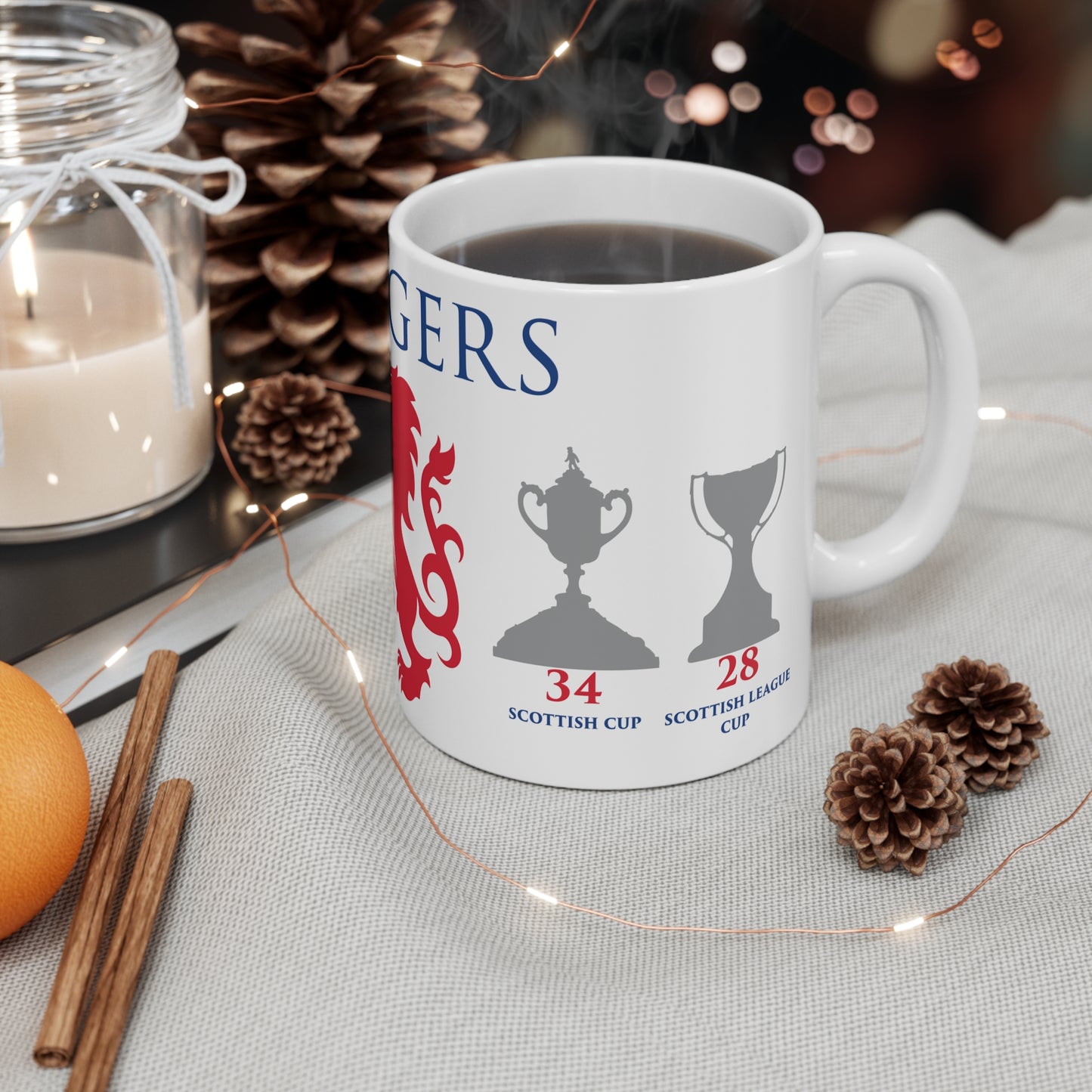 Rangers Trophies & Lion Mug - White