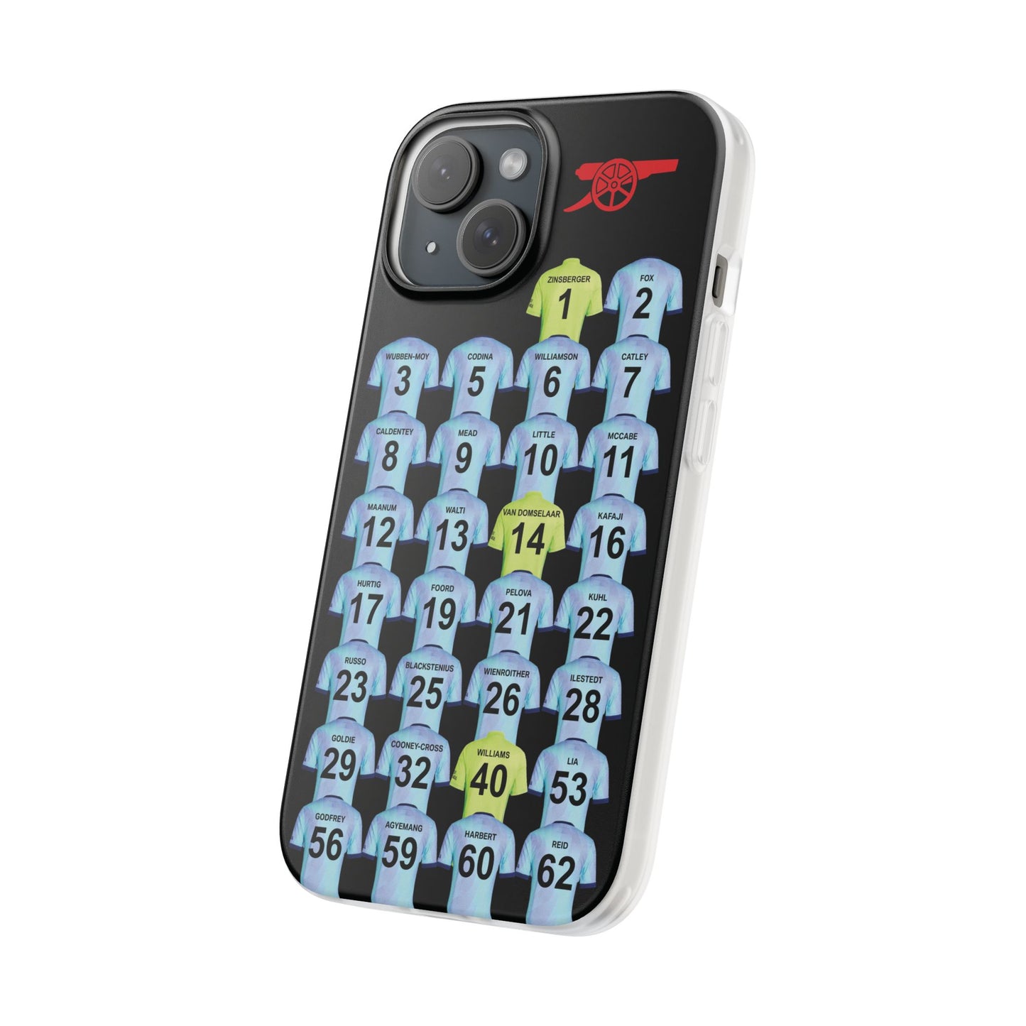 Arsenal Women Third Kit iPhone Flexi Case - iPhone 16, 15, 14, 13, 12, Mini/Plus/Pro/Pro Max - Black