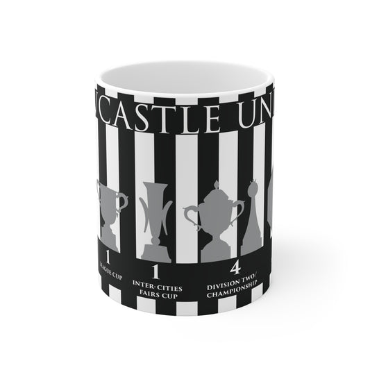 Newcastle United Trophies Mug UPDATED - Stripes - White Text