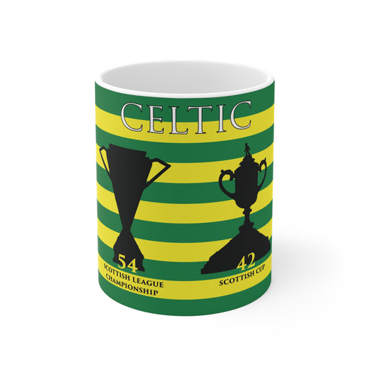 Celtic Trophies Mug - Hoops - Yellow