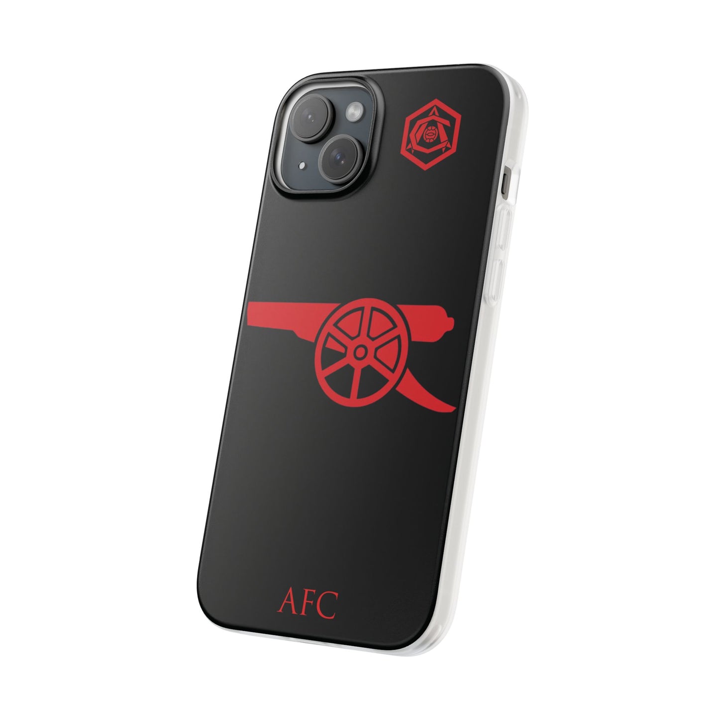 Arsenal Cannon & Monogram Black iPhone Flexi Case - iPhone 16, 15, 14, Plus/Pro/Pro Max