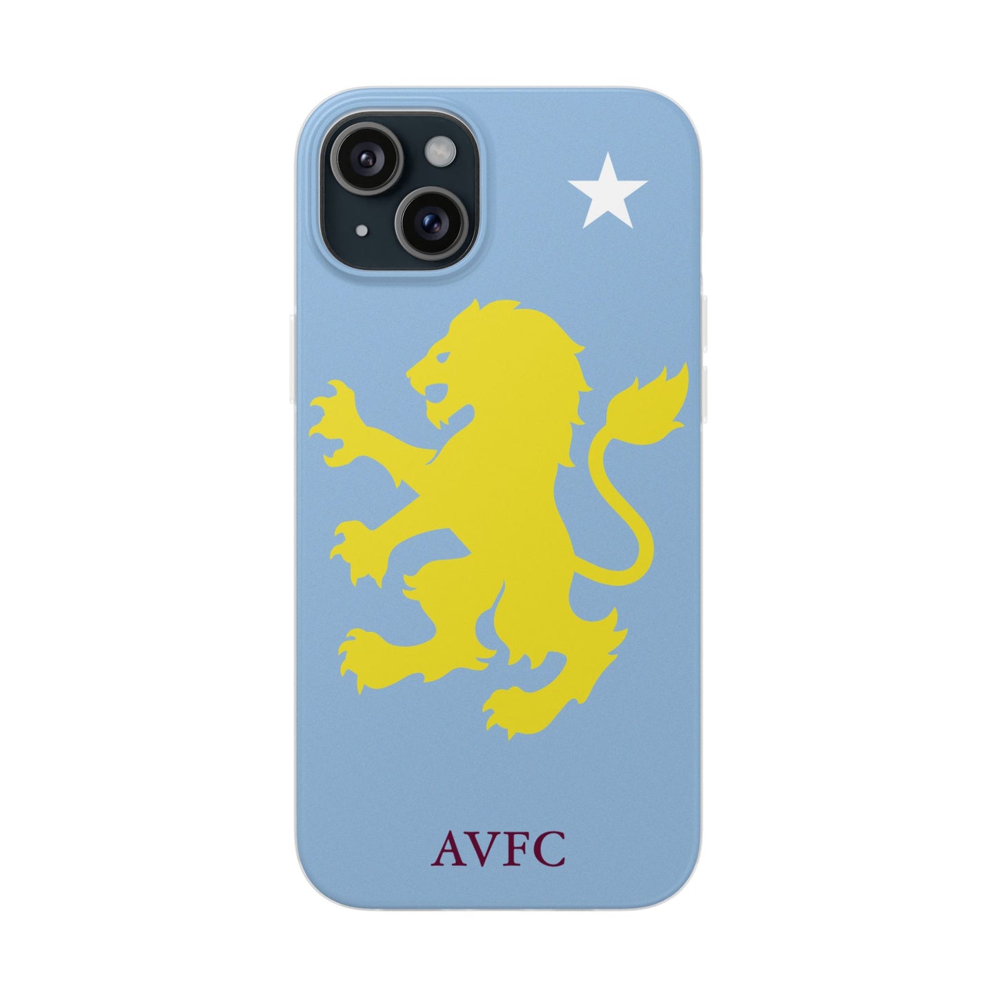 Aston Villa iPhone Flexi Case - iPhone 16, 15, 14, Plus/Pro/Pro Max - Blue, Yellow Lion