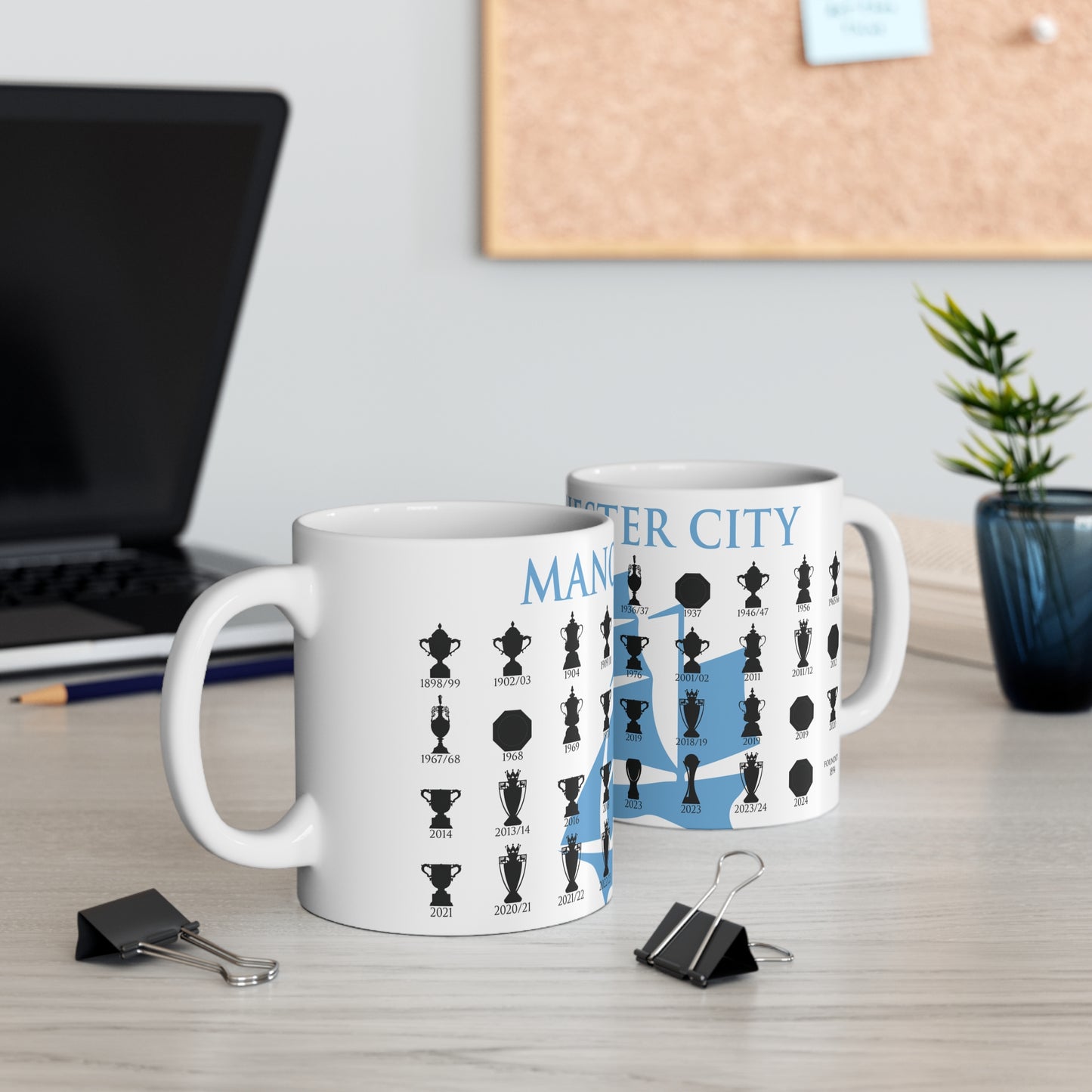 Manchester City Trophies Collection & Ship Mug - White