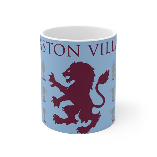 Aston Villa Trophies Collection & Lion Mug - Blue