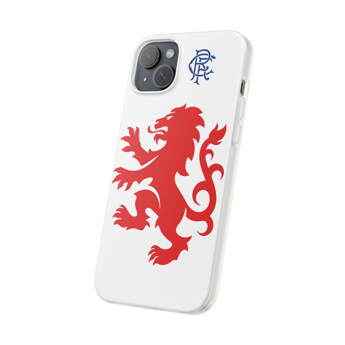 Rangers Lion & Monogram White iPhone Flexi Case - iPhone 16, 15, 14, Plus/Pro/Pro Max