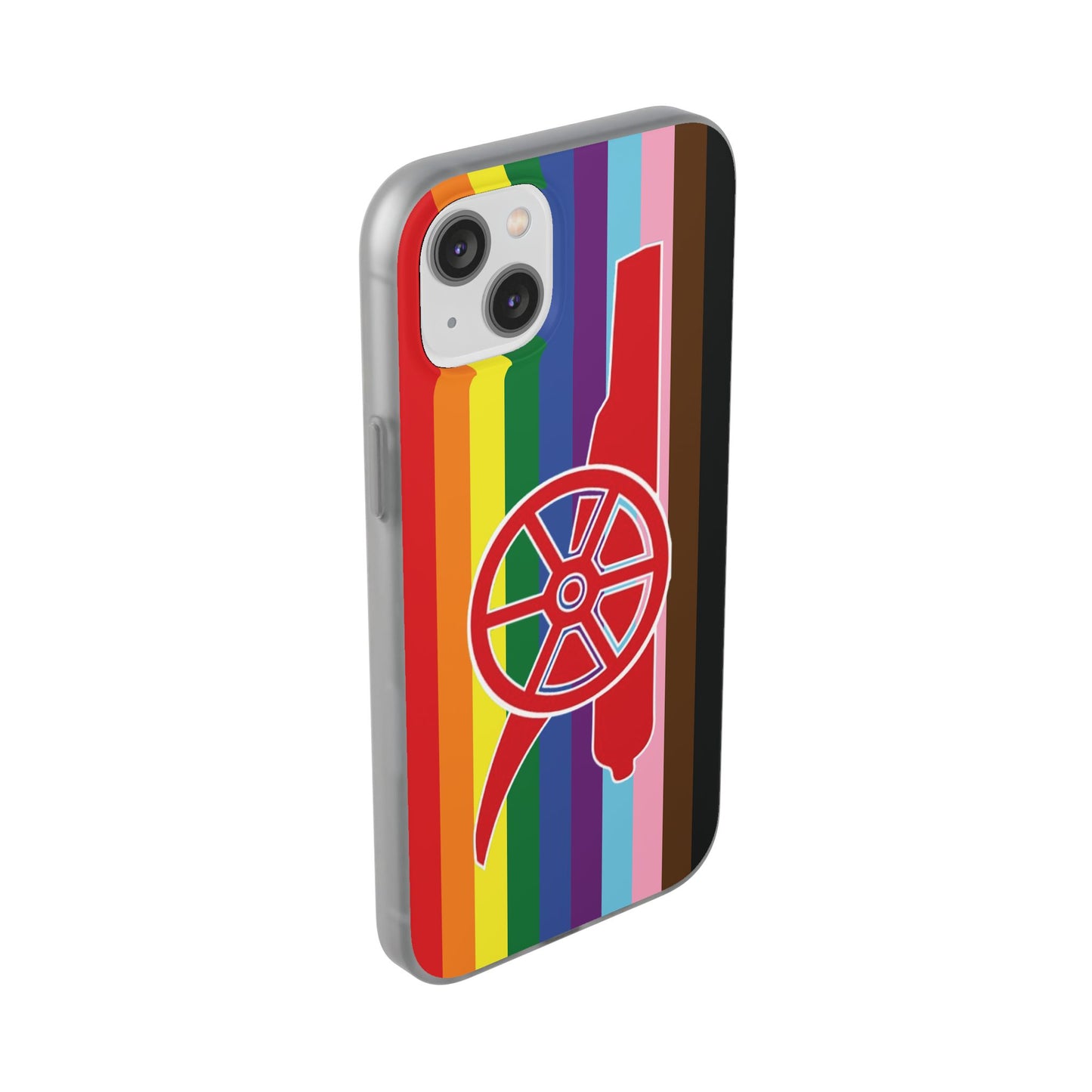 Arsenal Cannon Rainbow iPhone Flexi Case - iPhone 16, 15, 14, Plus/Pro/Pro Max