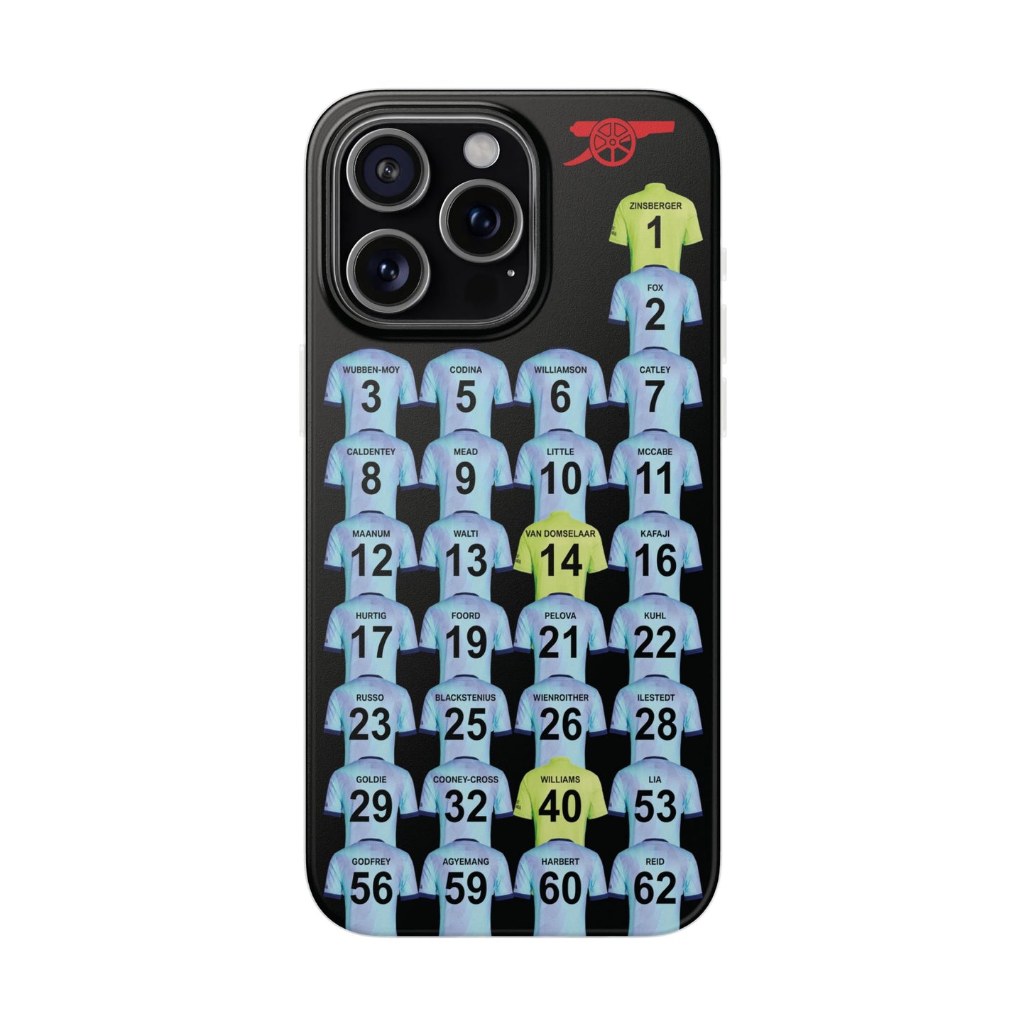 Arsenal Women Third Kit iPhone Flexi Case - iPhone 16, 15, 14, 13, 12, Mini/Plus/Pro/Pro Max - Black