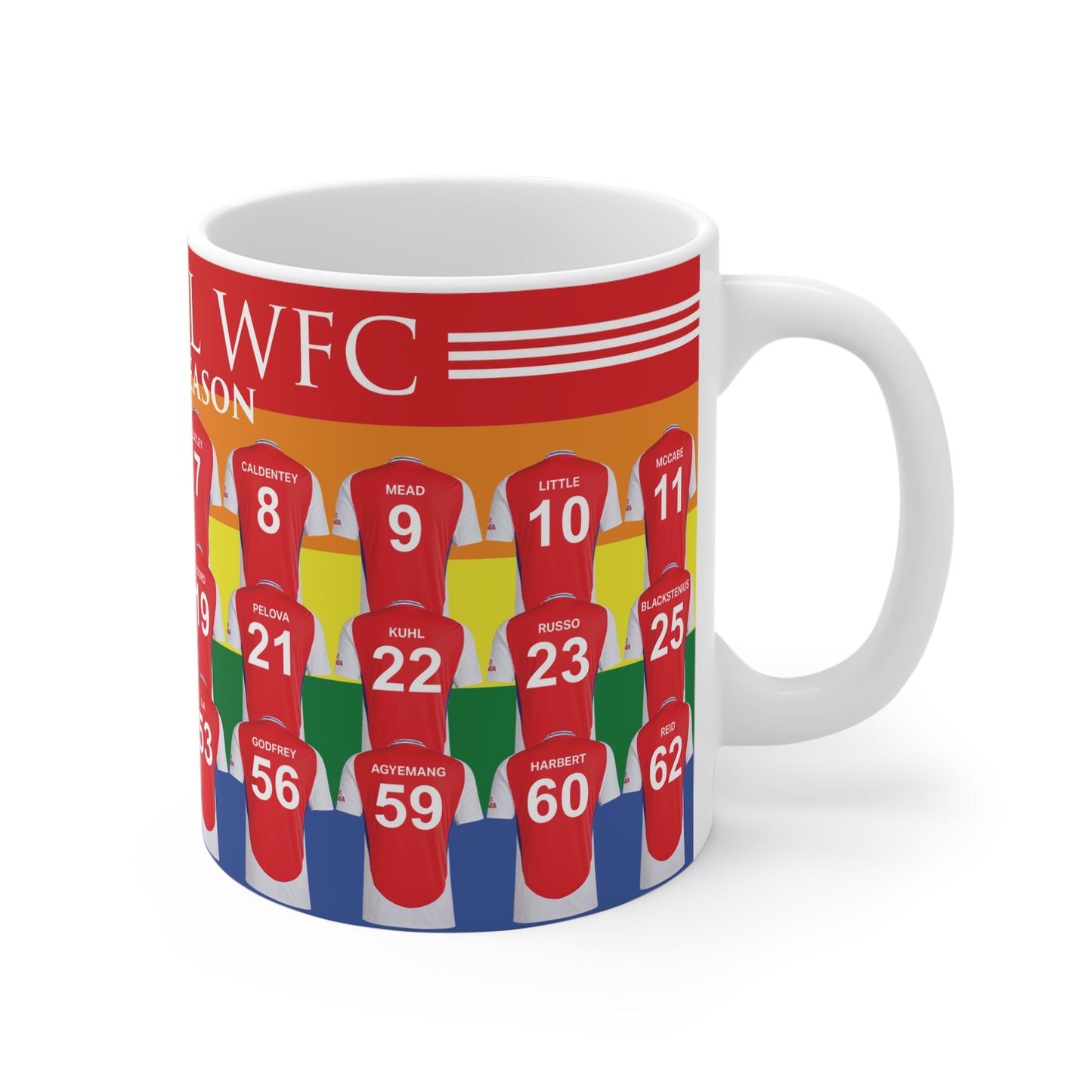 Arsenal Women Squad Home Kit Mug - Rainbow