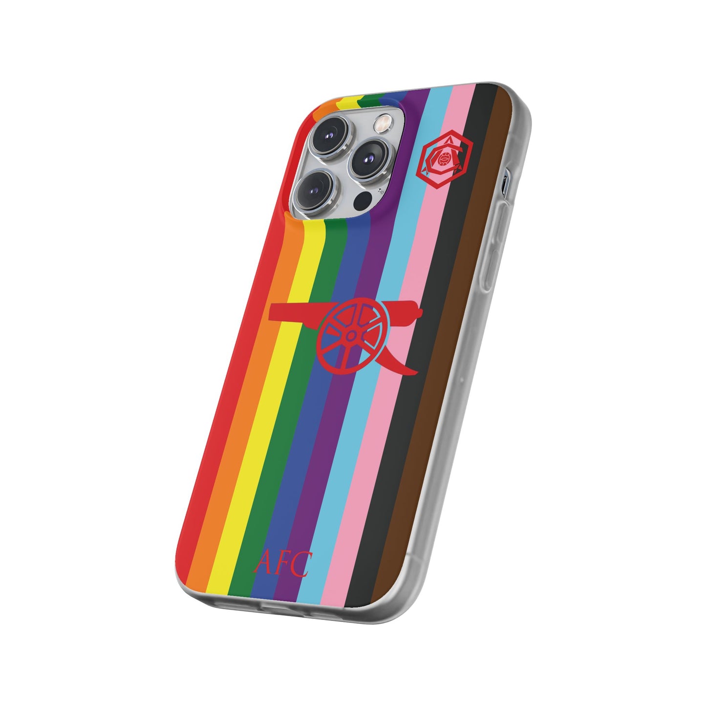 Arsenal Cannon & Monogram Rainbow iPhone Flexi Case - iPhone 16, 15, 14, Plus/Pro/Pro Max