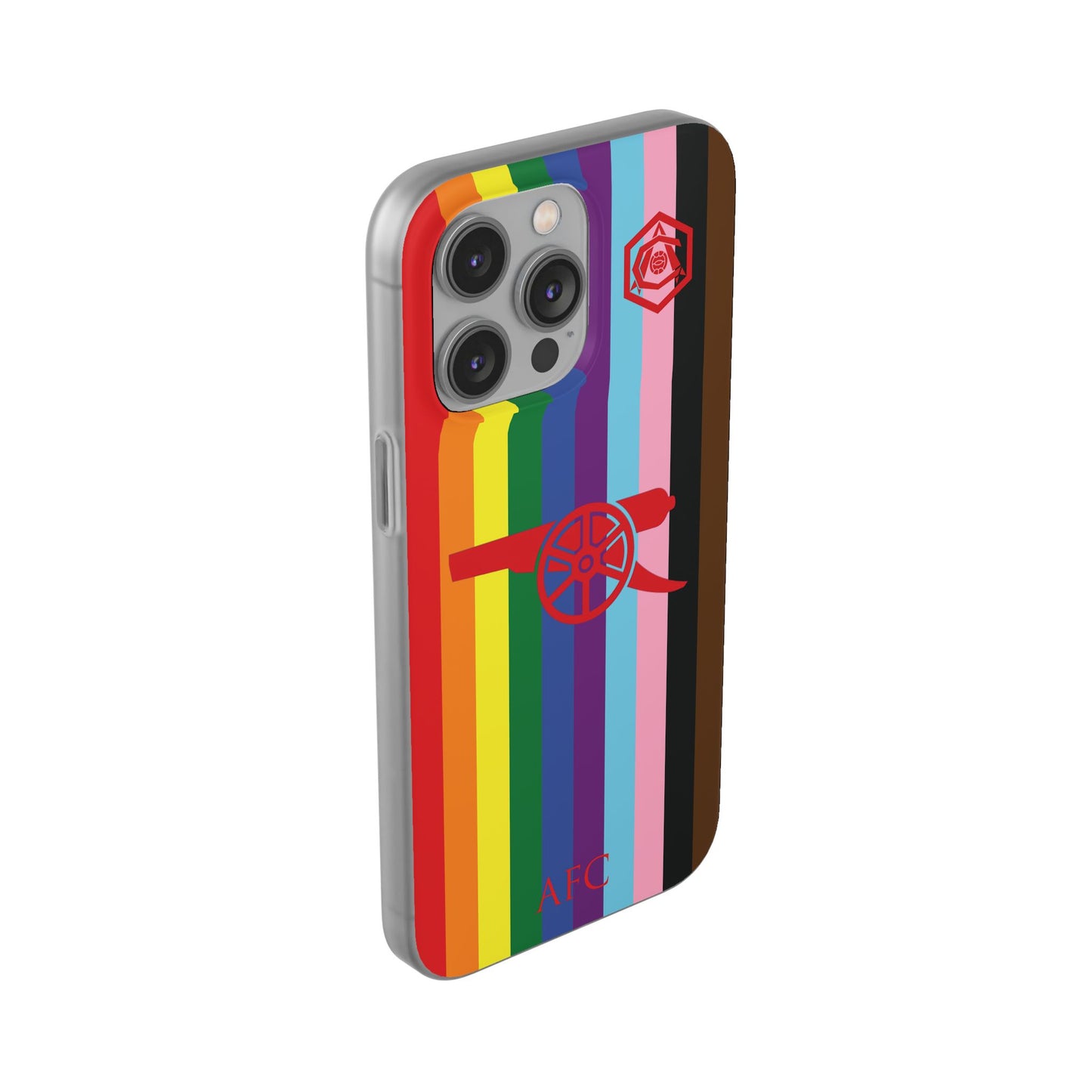 Arsenal Cannon & Monogram Rainbow iPhone Flexi Case - iPhone 16, 15, 14, Plus/Pro/Pro Max