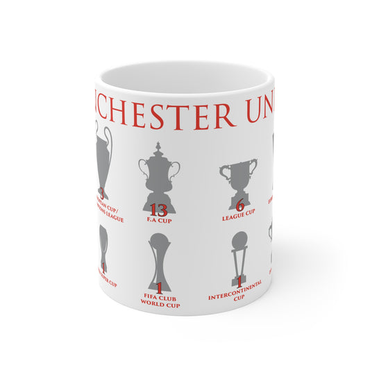 Manchester United Trophies Mug - White