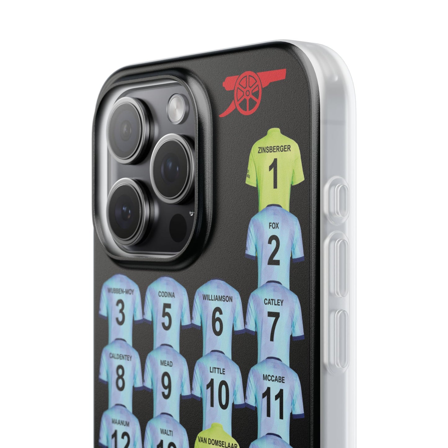 Arsenal Women Third Kit iPhone Flexi Case - iPhone 16, 15, 14, 13, 12, Mini/Plus/Pro/Pro Max - Black