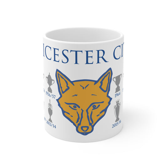 Leicester City Trophies & Fox Mug - White