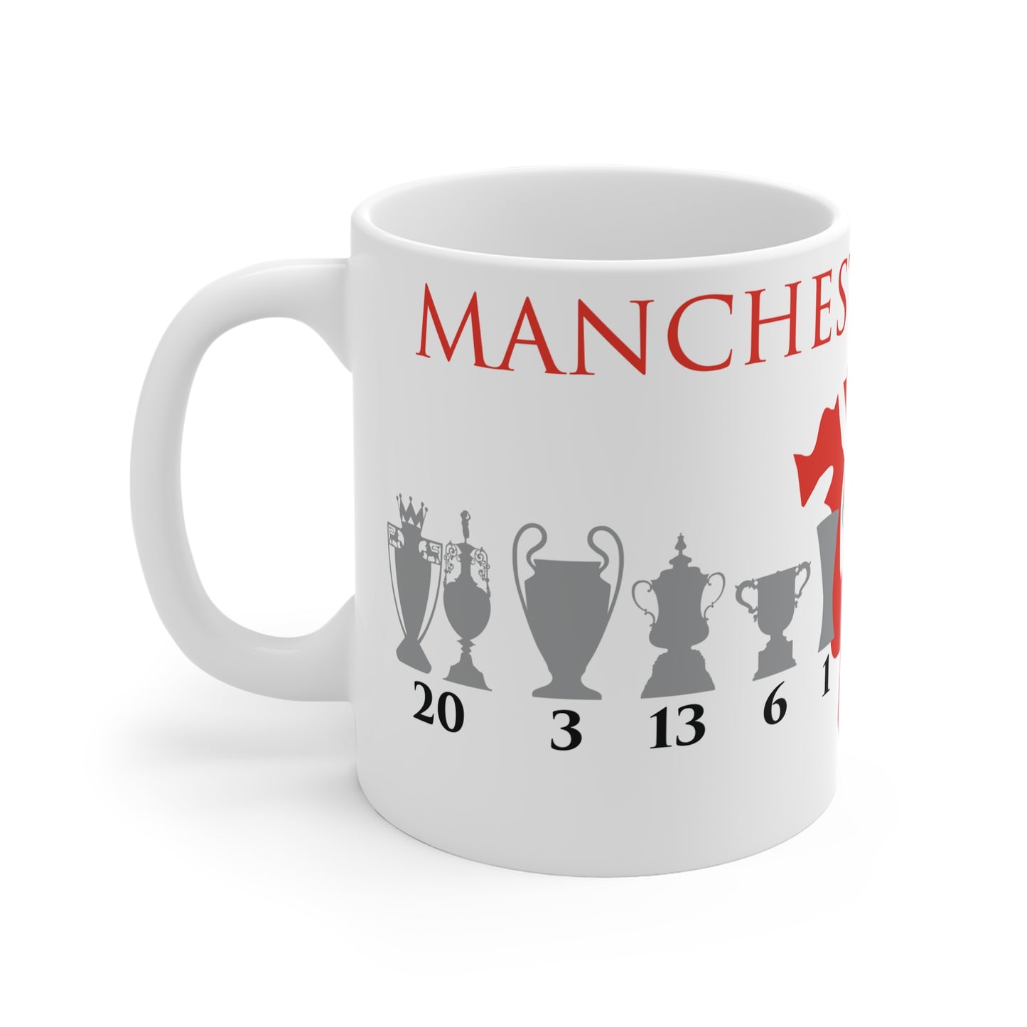 Manchester United Trophies & Red Devil Mug - White