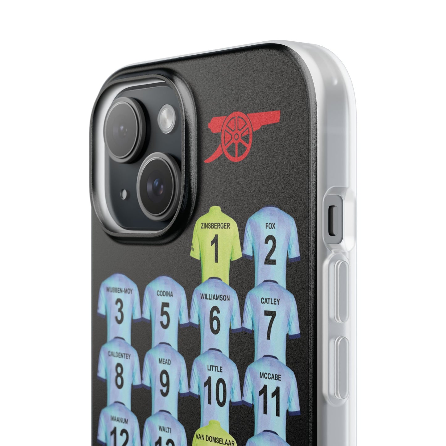 Arsenal Women Third Kit iPhone Flexi Case - iPhone 16, 15, 14, 13, 12, Mini/Plus/Pro/Pro Max - Black