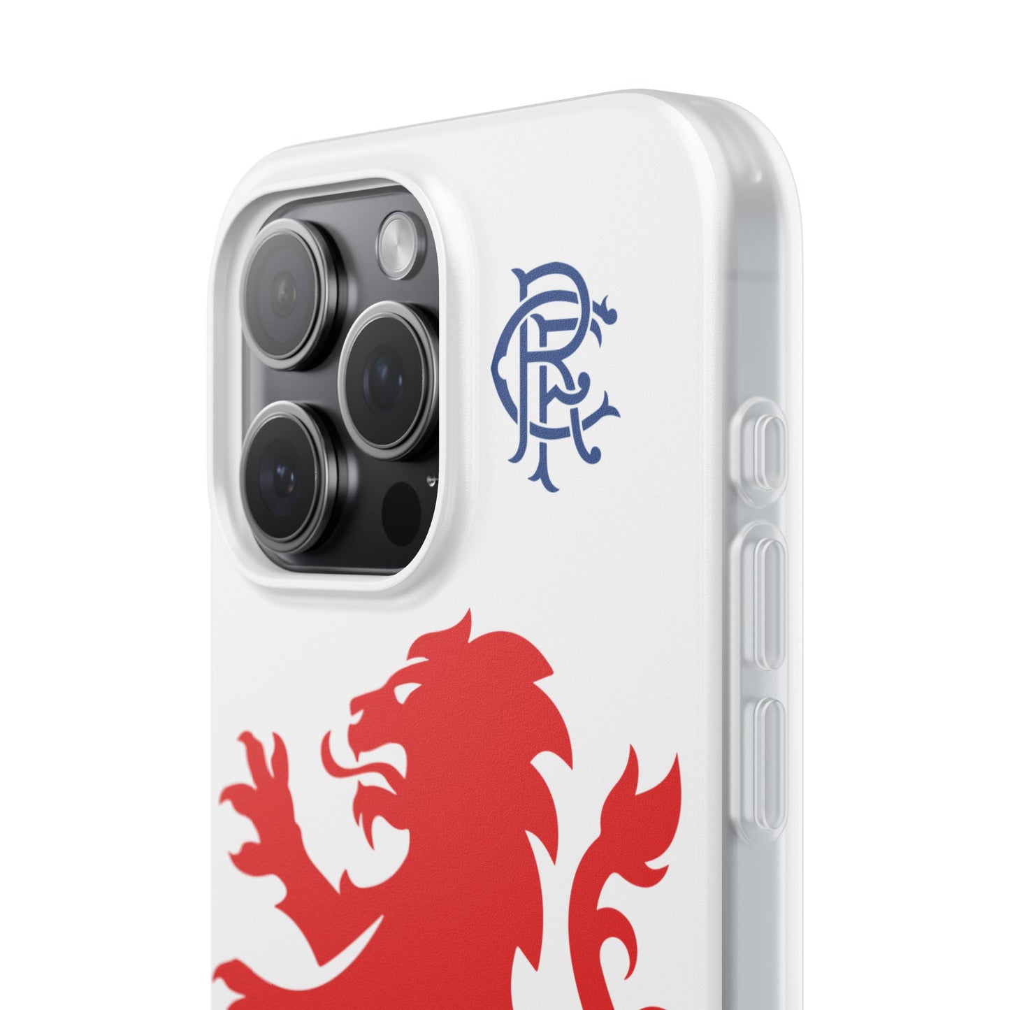 Rangers Lion & Monogram White iPhone Flexi Case - iPhone 16, 15, 14, Plus/Pro/Pro Max