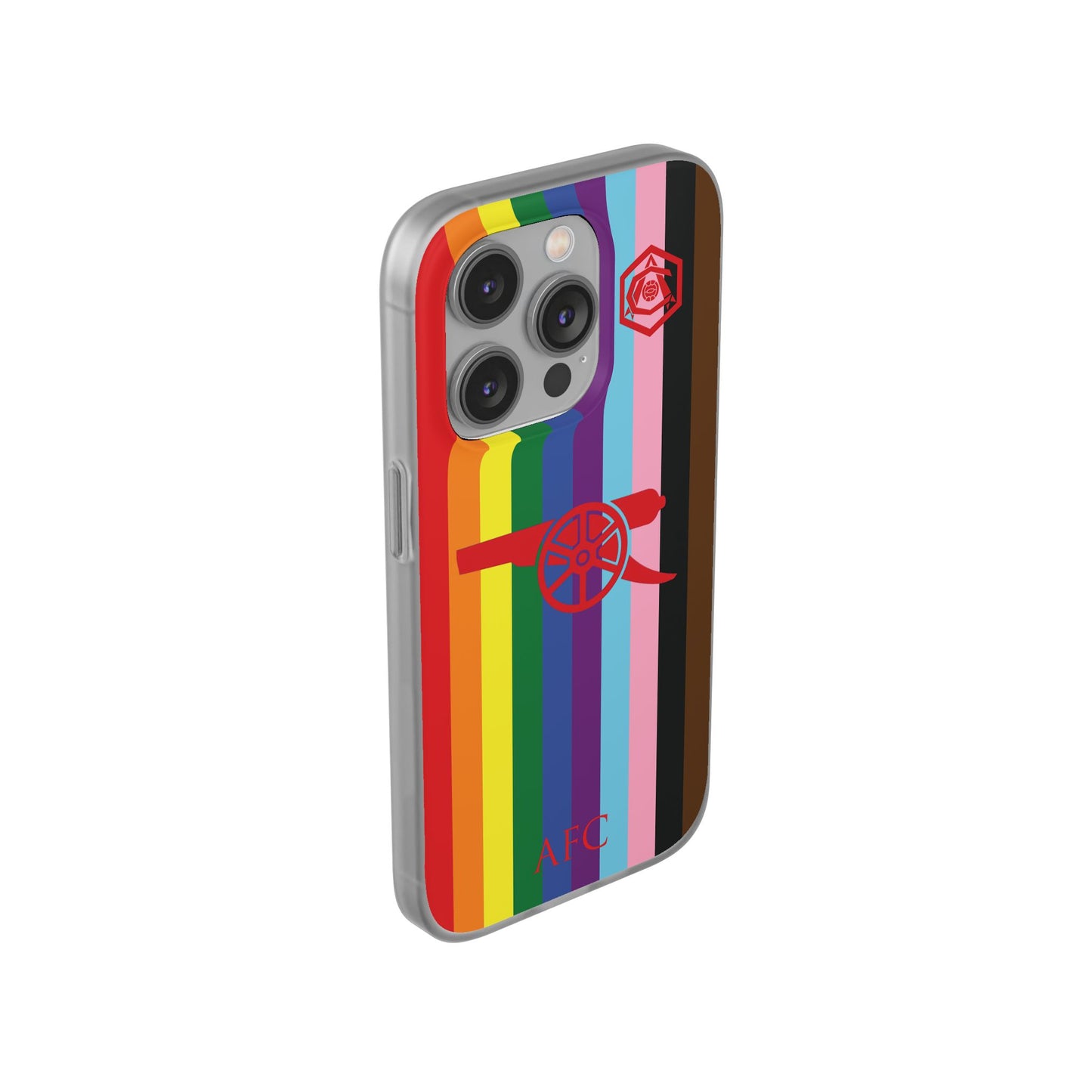 Arsenal Cannon & Monogram Rainbow iPhone Flexi Case - iPhone 16, 15, 14, Plus/Pro/Pro Max