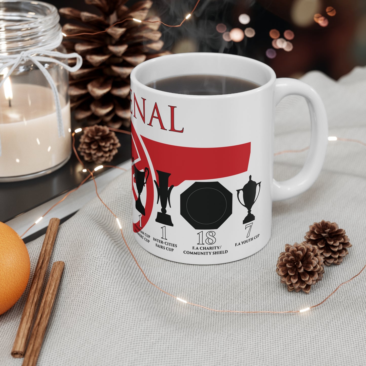 Arsenal Trophies Mug UPDATED - White - Red Cannon