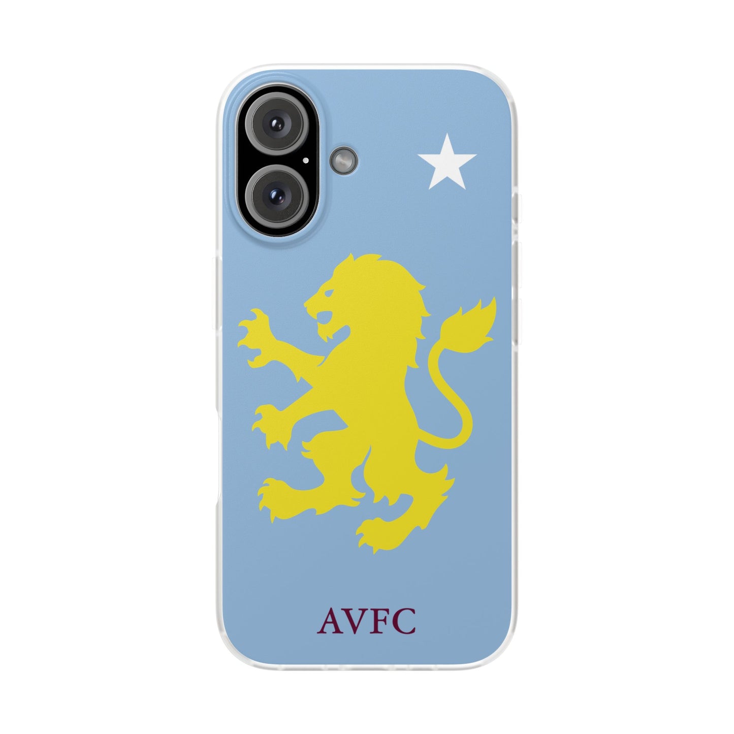 Aston Villa iPhone Flexi Case - iPhone 16, 15, 14, Plus/Pro/Pro Max - Blue, Yellow Lion