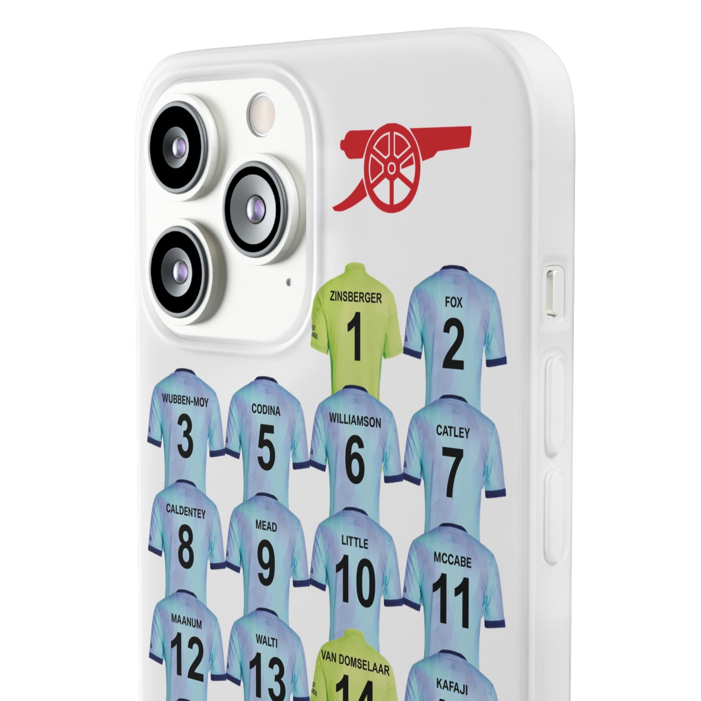 Arsenal Women Third Kit iPhone Flexi Case - iPhone 16, 15, 14, 13, 12, Mini/Plus/Pro/Pro Max - White