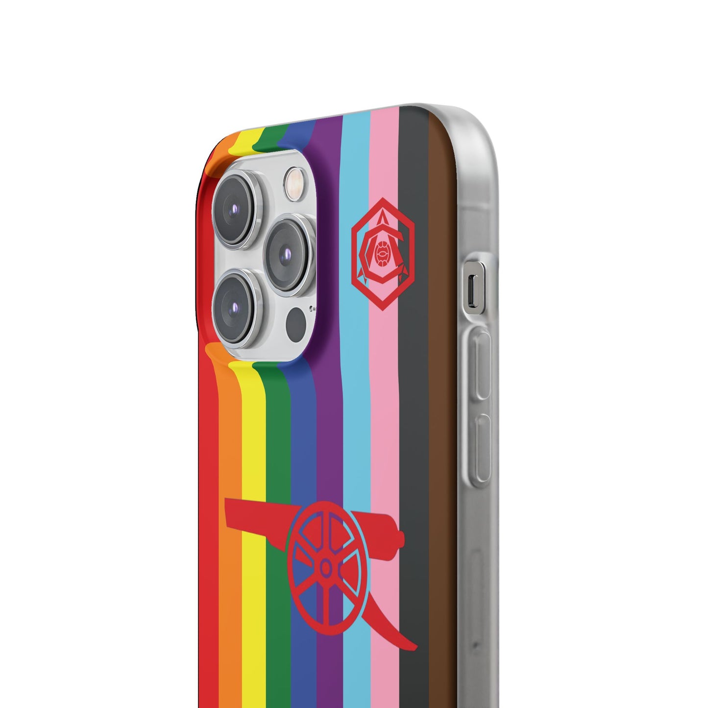 Arsenal Cannon & Monogram Rainbow iPhone Flexi Case - iPhone 16, 15, 14, Plus/Pro/Pro Max