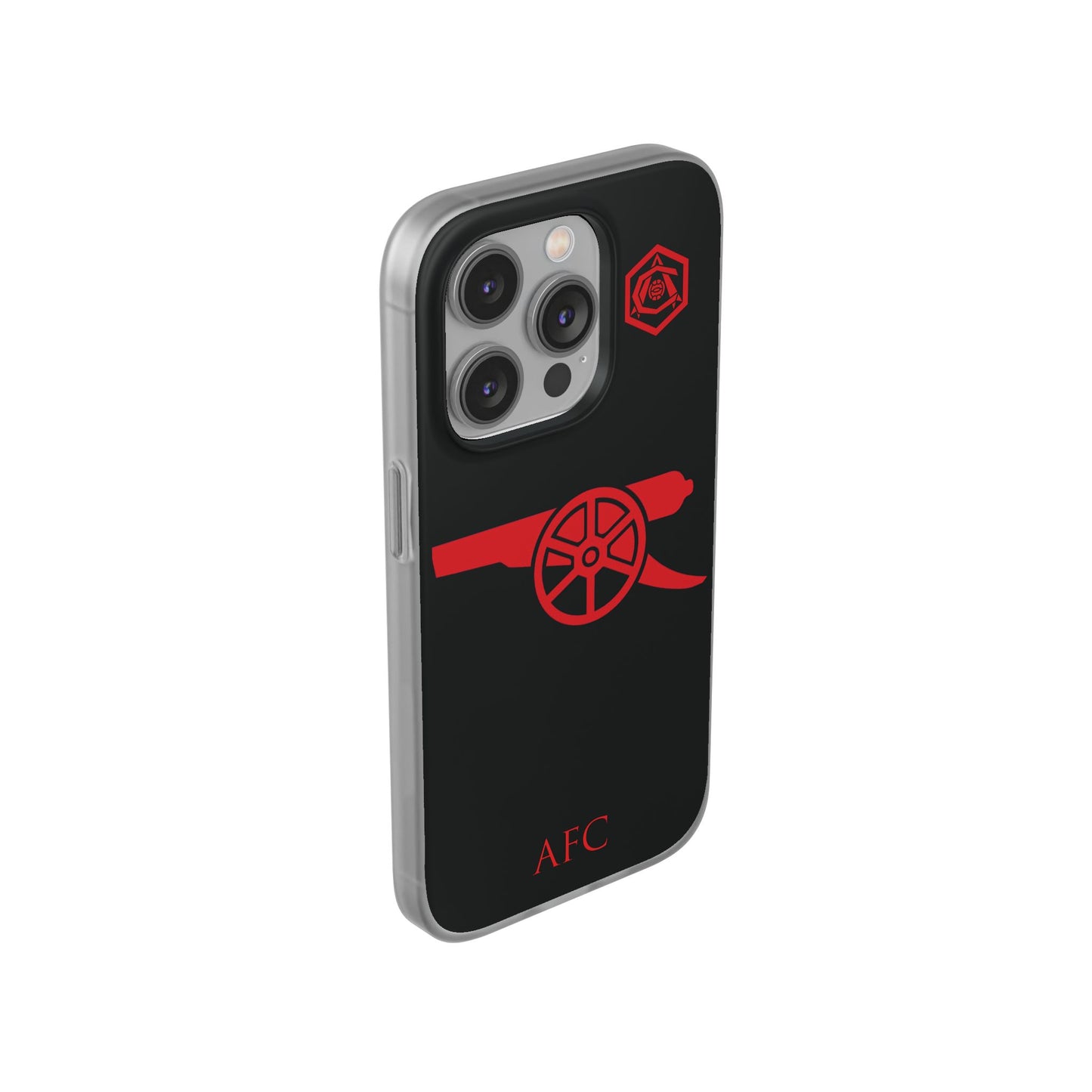 Arsenal Cannon & Monogram Black iPhone Flexi Case - iPhone 16, 15, 14, Plus/Pro/Pro Max