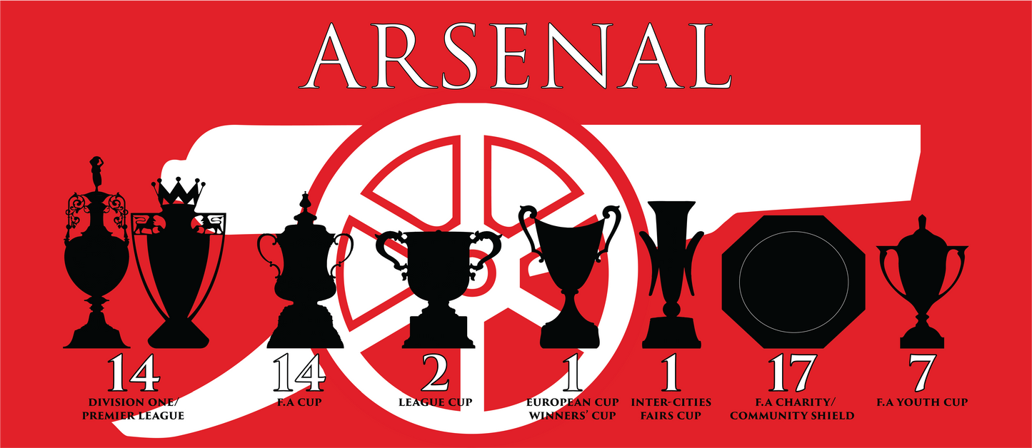 Arsenal Trophies Mug UPDATED - Red - White Cannon
