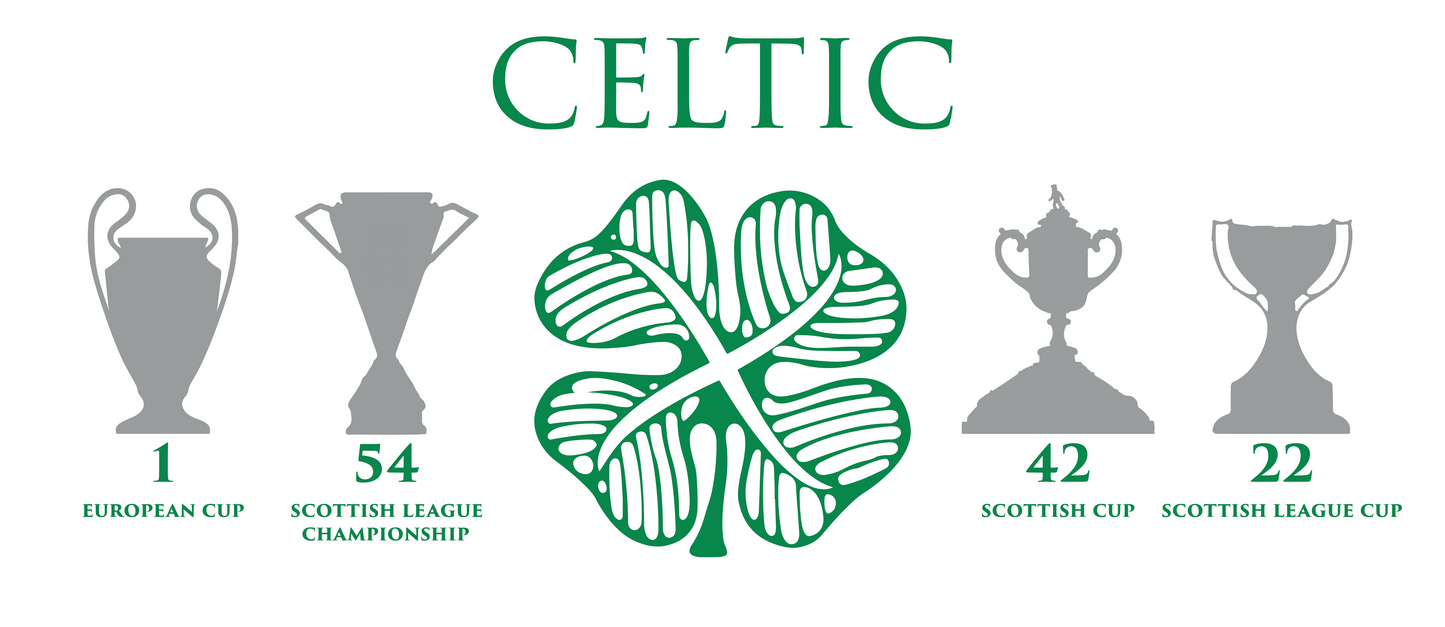 Celtic Trophies & Clover Mug - White