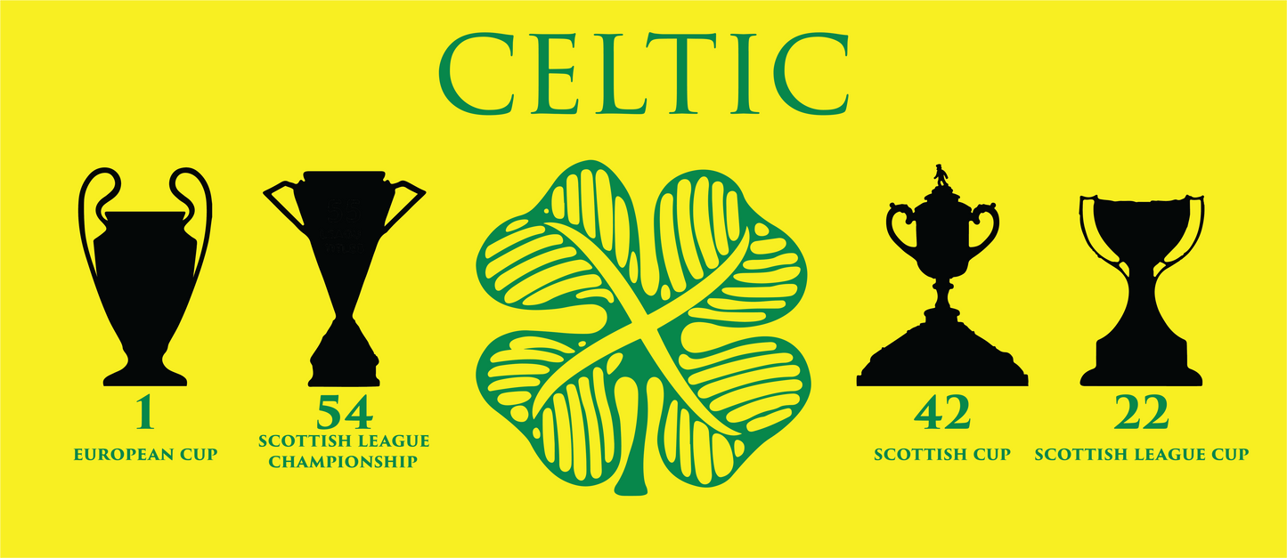 Celtic Trophies & Clover Mug - Yellow