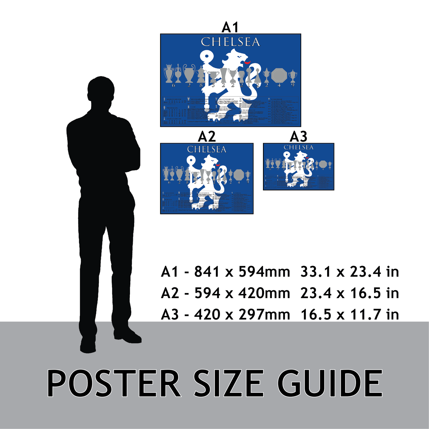 Chelsea Trophies & Facts Poster - Blue