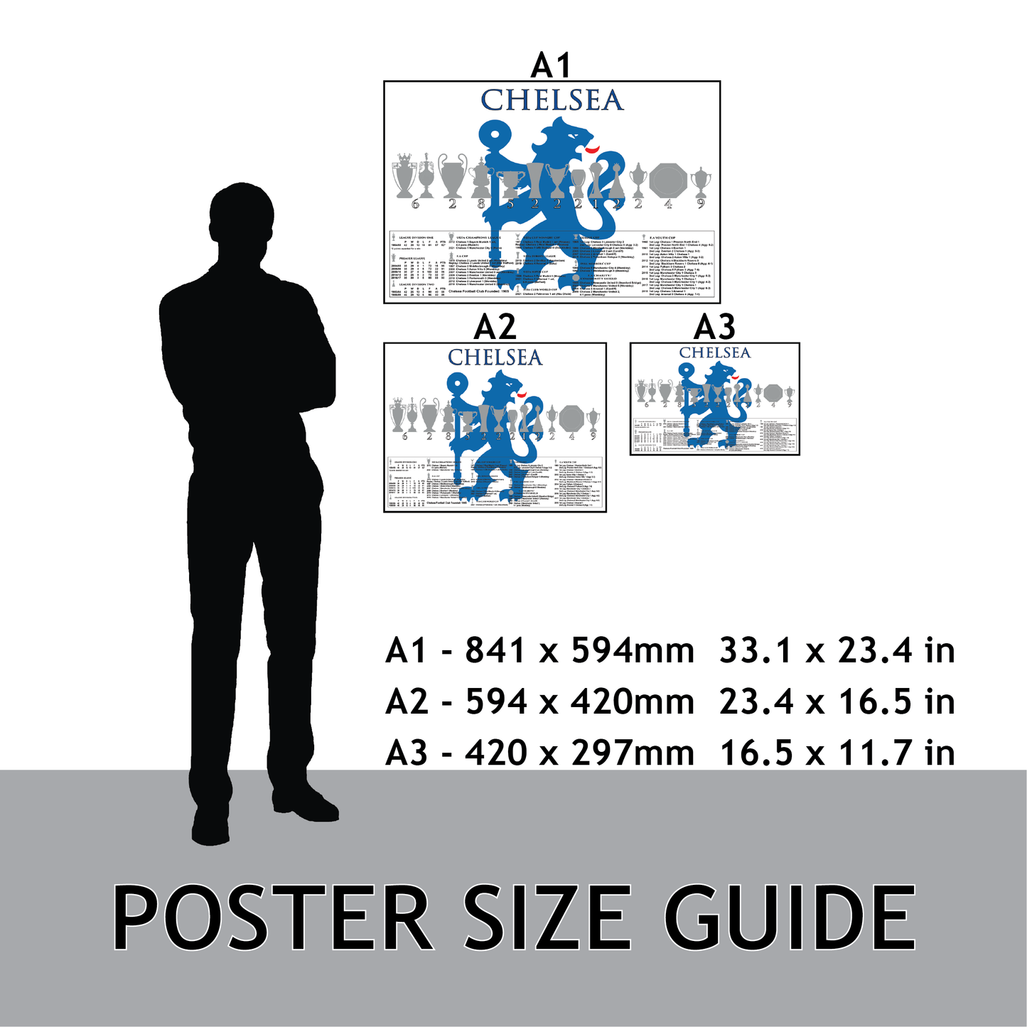 Chelsea Trophies & Facts Poster - White