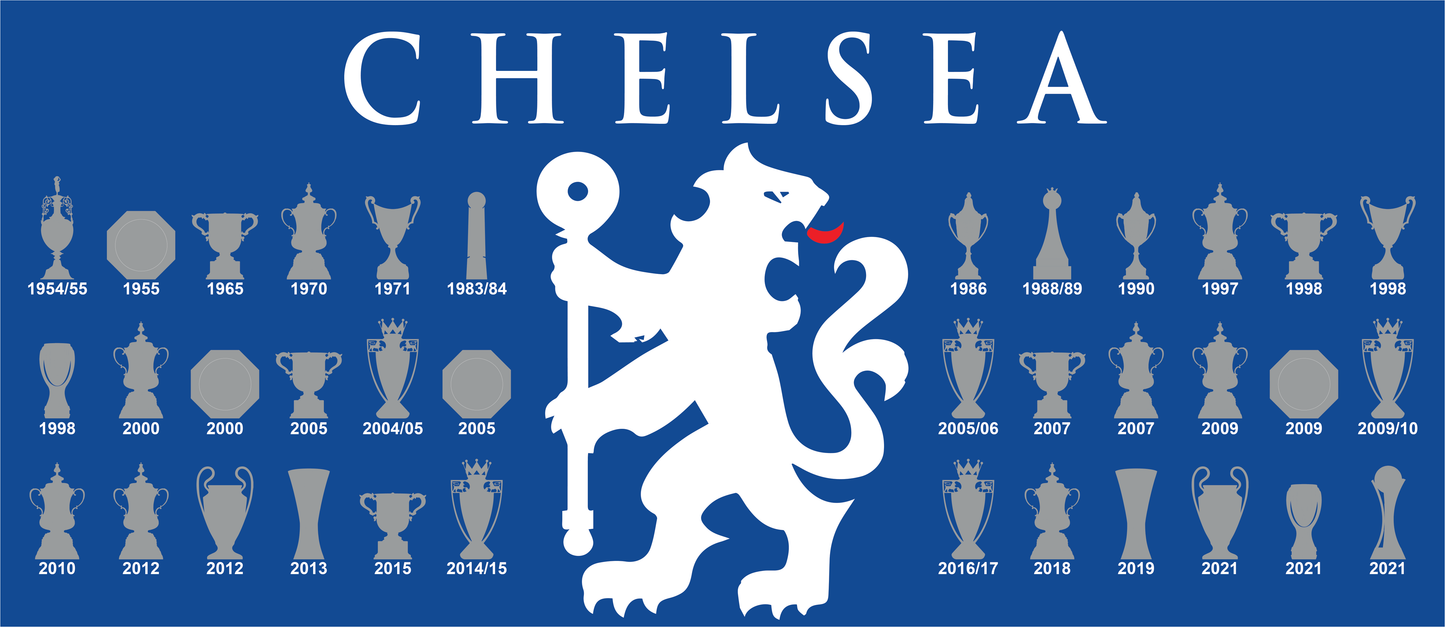 Chelsea Trophies Collection & Lion Mug - Blue