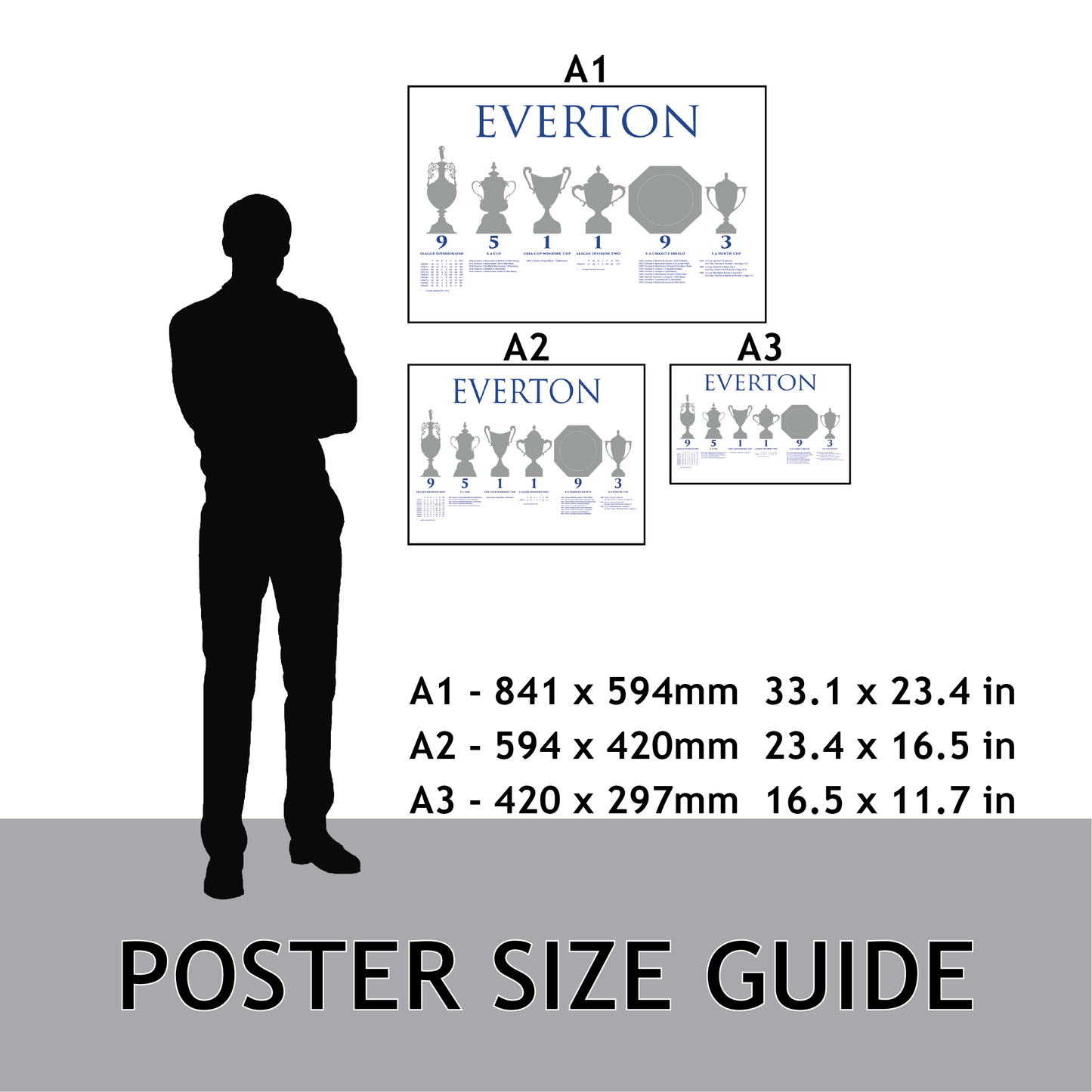 Everton Trophies Poster - White