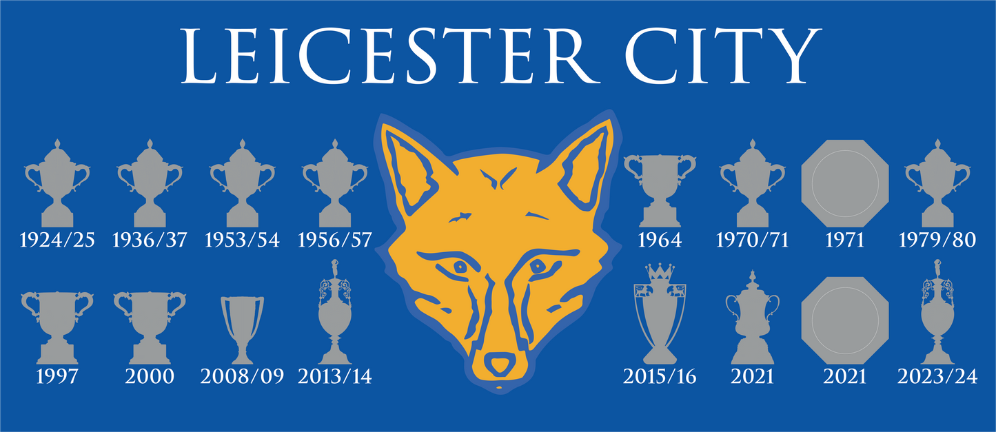 Leicester City Trophies & Fox Mug - Blue