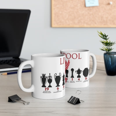 Liverpool Trophies & Liver Bird Mug - White