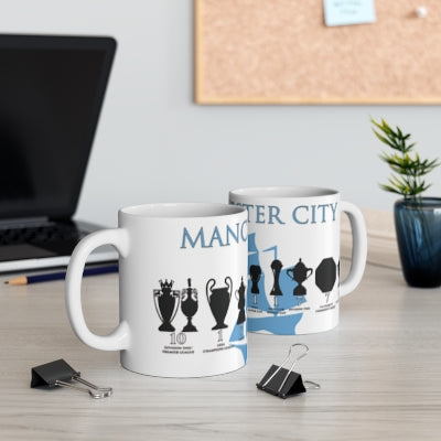 Manchester City Trophies & Ship Mug - White