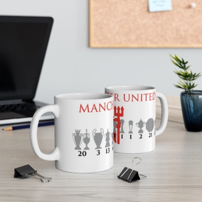 Manchester United Trophies & Red Devil Mug - White