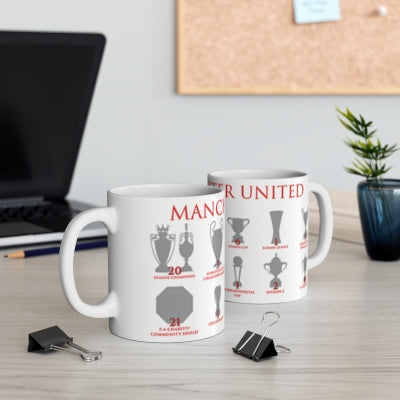 Manchester United Trophies Mug - White