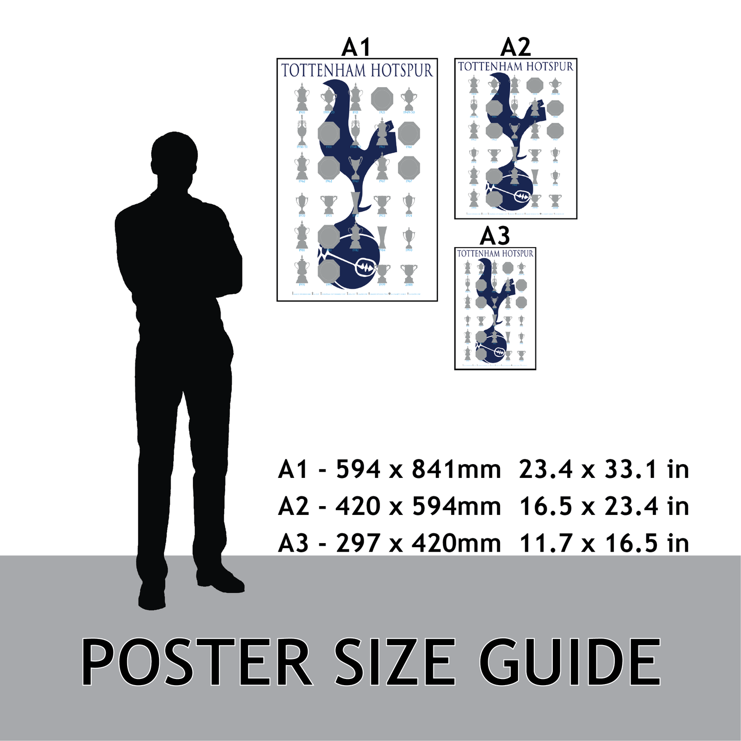 Tottenham Hotspur Trophies Collection & Cockerel Poster - White