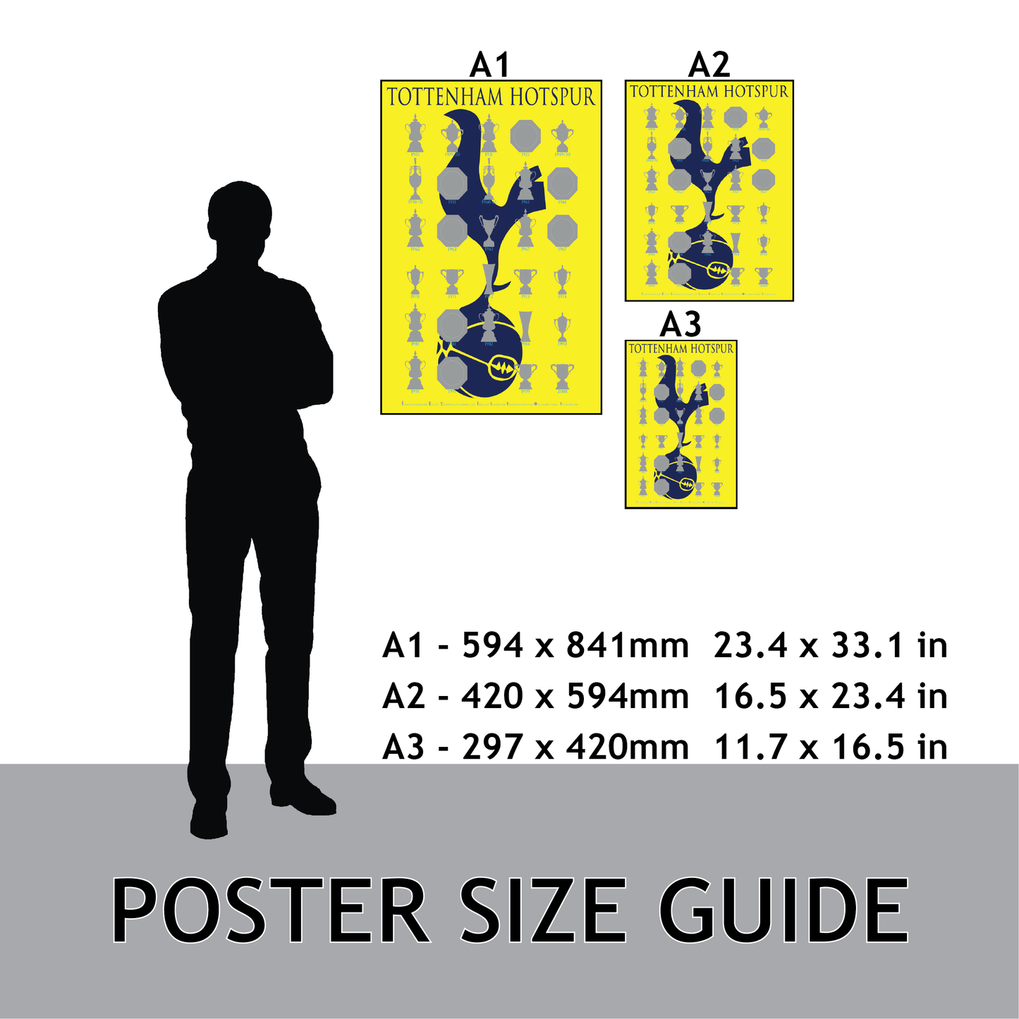 Tottenham Hotspur Trophies Collection & Cockerel Poster - Yellow