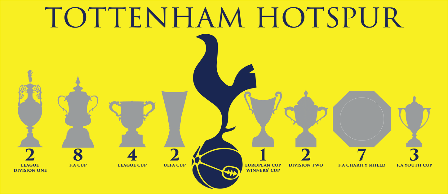 Tottenham Hotspur Trophies & Cockerel Mug - Yellow